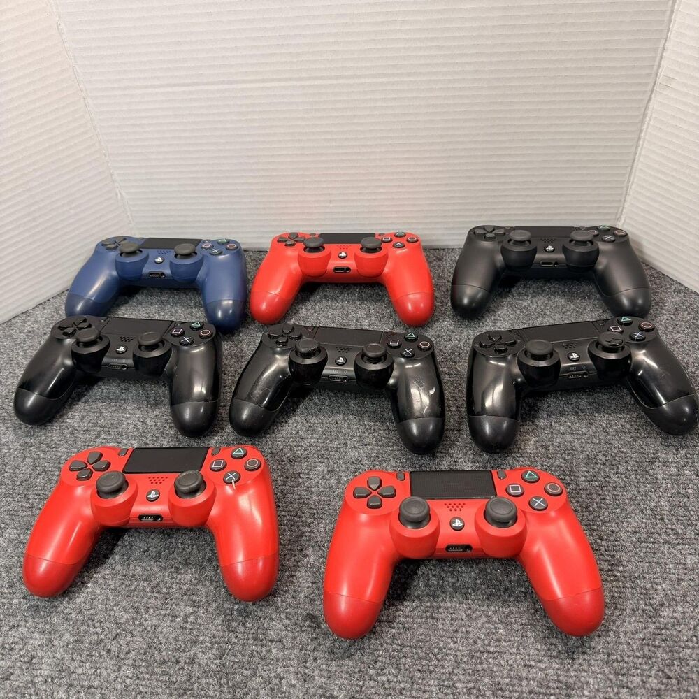 Sony PS4 DualShock 4 Wireless Controllers Lot Of 8 Red Blue Black OEM Bluetooth